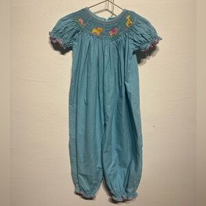 Anavini Baby Smocked Long Bubble with Animals